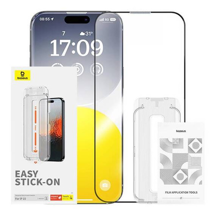 Gehärtetes Glas 5D APPLE IPHONE 15 Baseus Sapphire Glass schwarz