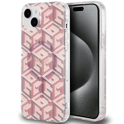 Oryginalne Etui GUESS Hardcase GUHMP15MHGCUSTGP do iPhone 15 Plus (Kompatybilny z Magsafe / IML GCUBE / różowy)