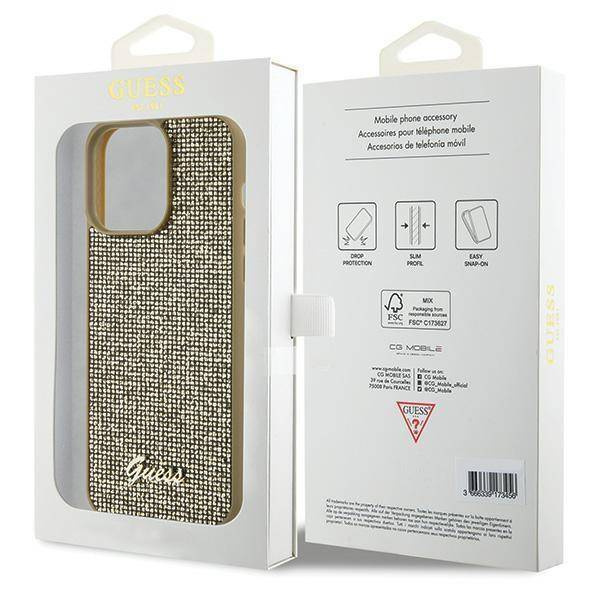 Guess Disco Metal Script Hülle für iPhone 15 Pro Max – Gold