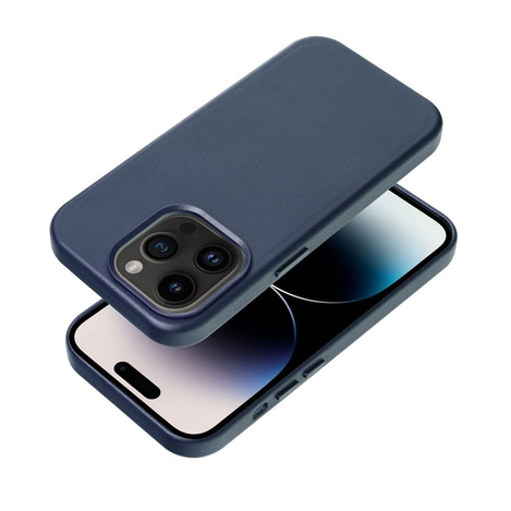 Futerał LEATHER MAG COVER kompatybilny z MagSafe do IPHONE 16 Plus niebieski