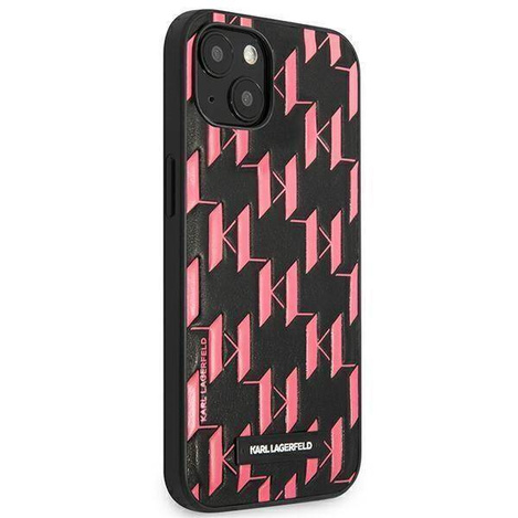 Original Handyhülle IPHONE 13 Karl Lagerfeld Hardcase Monogram Plaque (KLHCP13MMNMP1P) rosa