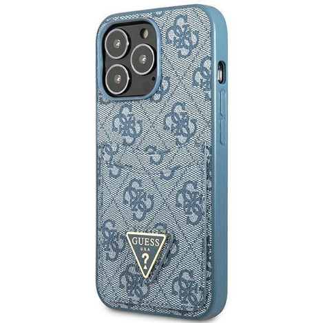 Case IPHONE 13 PRO Guess Hardcase 4G Triangle Logo Cardslot (GUHCP13LP4TPB) blue