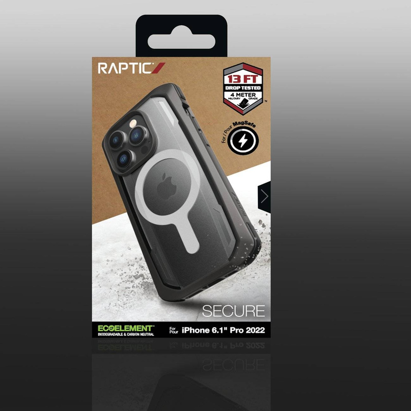 Raptic X-Doria Secure Case für iPhone 14 Pro mit gepanzerter MagSafe-Hülle schwarz