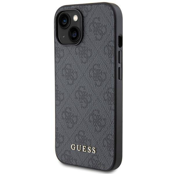 Etui Guess 4G Metal Gold Logo na iPhone 15 - szare