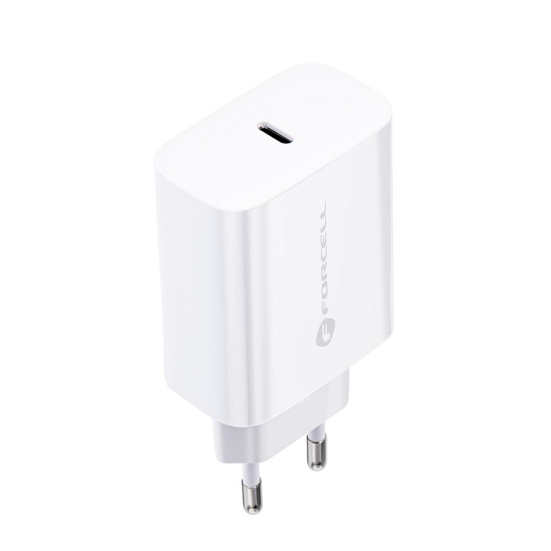 Forcell Ładowarka Sieciowa ze złączem USB typ C i kablem typ C - 3A 25W z funkcją ładowania PD i QC 4.0