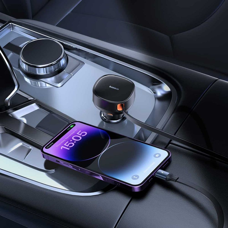 Baseus Enjoyment Pro USB-C (weiblich) / Lightning (männlich) 60W Autoladegerät - Schwarz