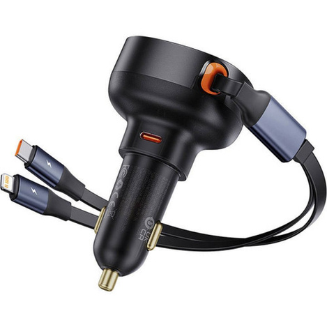 Baseus Enjoyment USB-C car charger with USB-C / Lightning 60W cable - black