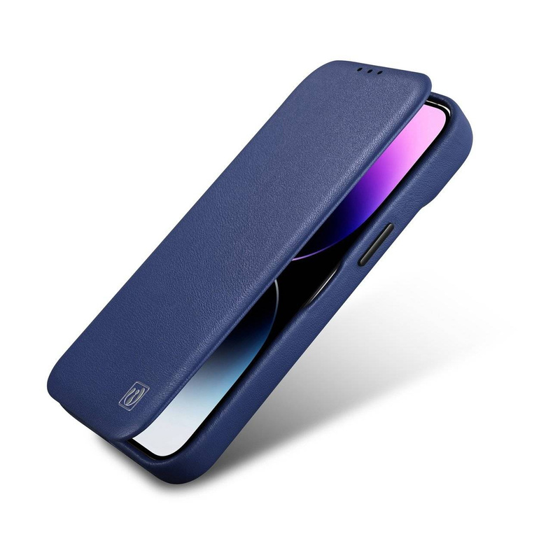 iCarer CE Premium Leather Folio Case for iPhone 14 Plus Flip Magnetic MagSafe Blue (WMI14220715-BU)