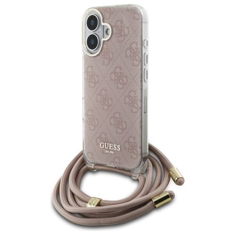 Original Handyhülle IPHONE 16 Guess Hardcase Crossbody Cord 4G Print (GUHCP16SHC4SEP)