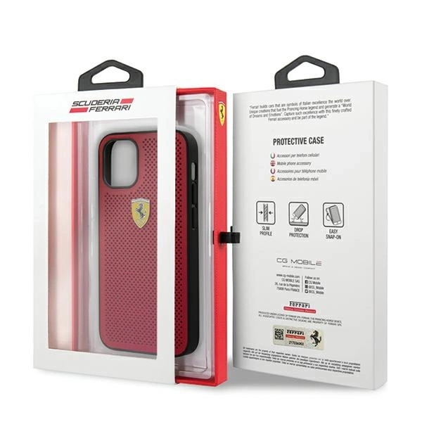 Ferrari FESPEHCP12SRE iPhone 12 mini 5,4" czerwony/red hardcase On Track Perforated