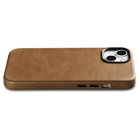 iCarer Oil Wax Premium Leather Case skórzane etui iPhone 14 Plus magnetyczne z MagSafe brązowy (WMI14220703-TN)