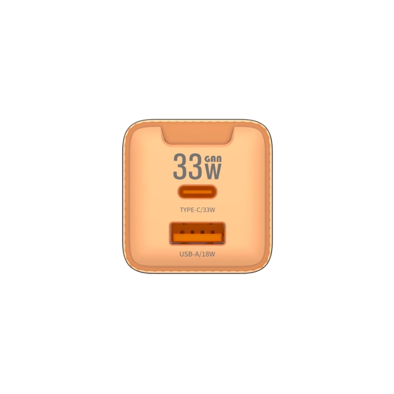 JELLICO Netz-Ladegerät EU55 GaN PD 33W 1xUSB-C + 1xUSB QC3.0 orange