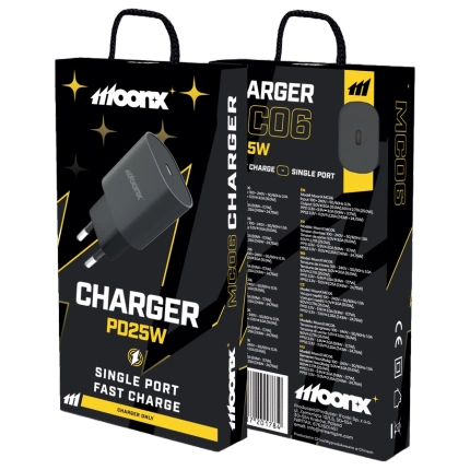 MOONX wall charger MC06 PD 25W 1xUSB-C Black