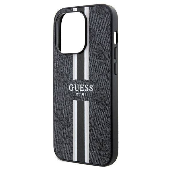 Oryginalne Etui APPLE IPHONE 15 PRO MAX Guess Hardcase 4G Printed Stripes MagSafe (GUHMP15XP4RPSK) czarne