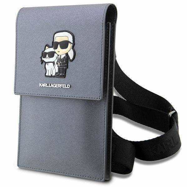 Karl Lagerfeld Handtasche KLWBSAKCPMG Silber/Silber Saffiano Karl &amp; Choupette