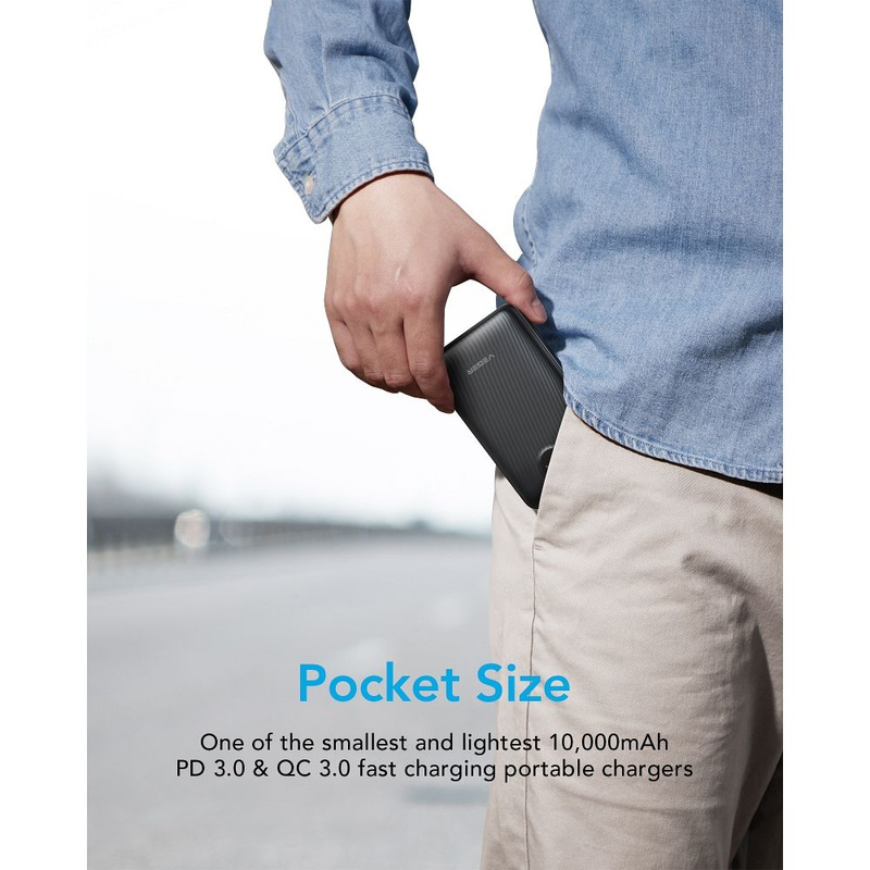Bateria zewnętrzna (Powerbank) VEGER S11 - 10 000mAh LCD Quick Charge PD 22,5W czarny (W1140)