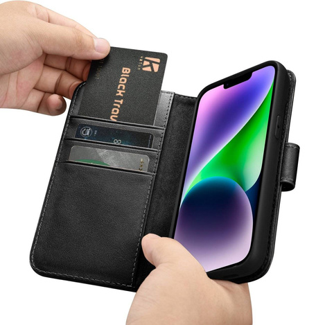 iCarer Wallet Case 2in1 iPhone 14 Flip Leather Anti-RFID Black (WMI14220725-BK)