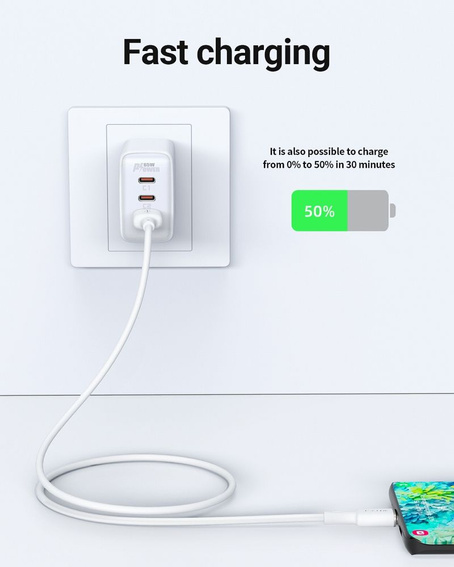 Acefast USB cable - USB Type C 1.2m, 3A white (C2-04 white)