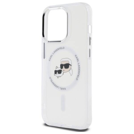 Original Case IPHONE 14 PRO MAX Karl Lagerfeld Hardcase IML Metal Karl&Choupette Head MagSafe (KLHMP14XHLSKCH) white