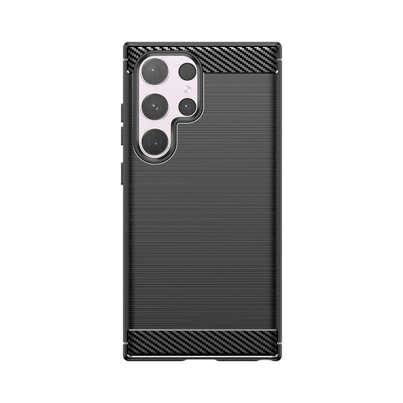 Etui Carbon Case do Samsung Galaxy S24 Ultra elastyczny silikonowy karbonowy pokrowiec - czarny