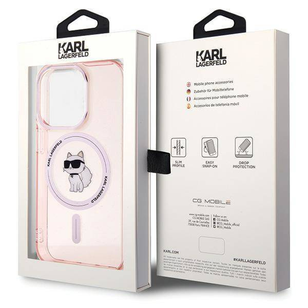 Etui Karl Lagerfeld IML Choupette MagSafe na iPhone 15 Pro Max - różowe