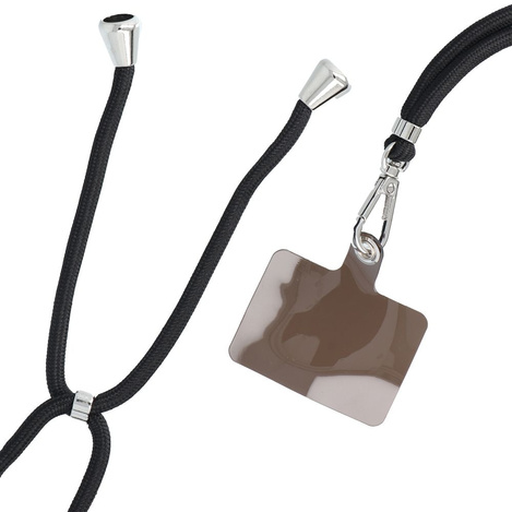 Zawieszka SWING do telefonu z regulacją długości / długość sznura 165cm (max 82,5cm w pętli) / na ramię lub szyję - czarny