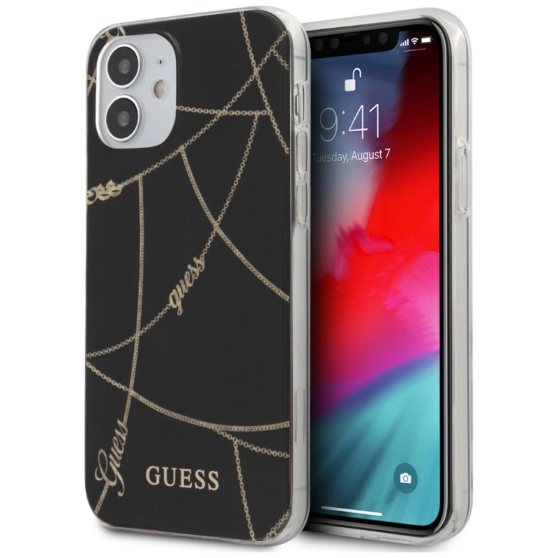 Guess GUHCP12SPCUCHBK iPhone 12 mini czarny/black hardcase Gold Chain Collection
