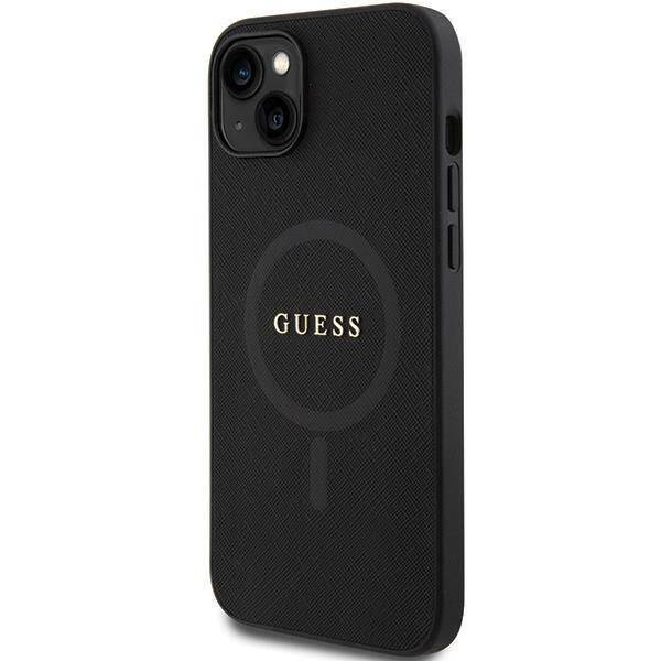 Original Case APPLE IPHONE 15 PLUS Guess Hardcase Saffiano MagSafe (GUHMP15MPSAHMCK) black