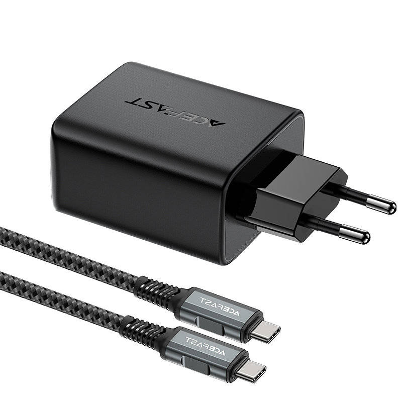 Acefast 2w1 ładowarka sieciowa GaN 65W USB Typ C / USB, adapter przejściówka HDMI 4K@60Hz (zestaw z kablem) czarny (A17 black)