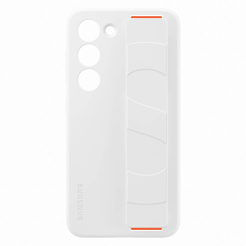 Samsung Silicone Grip Cover etui Samsung Galaxy S23 silikonowy pokrowiec z paskiem na rękę białe (EF-GS911TWEGWW)