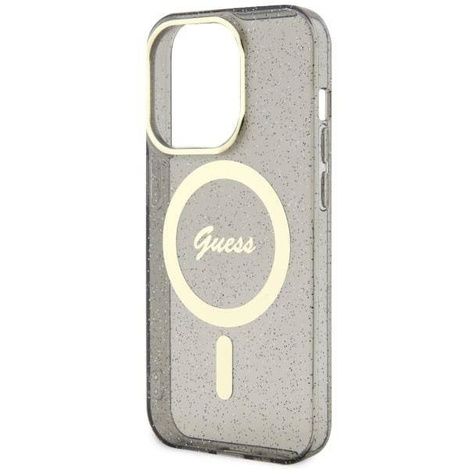 Guess GUHMP14XHCMCGK iPhone 14 Pro Max 6,7" schwarz/schwarze Hardcase Glitter Gold MagSafe
