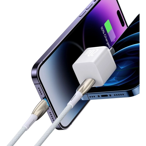 Baseus Glimmer Series cable with fast charging USB-C - Lightning 480Mb/s PD 20W 1m white