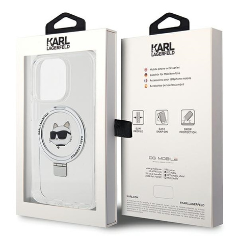Karl Lagerfeld KLHMP15XHMRSCHH iPhone 15 Pro Max 6,7&quot; weiß/weiß Hardcase Ring Stand Choupette Head MagSafe
