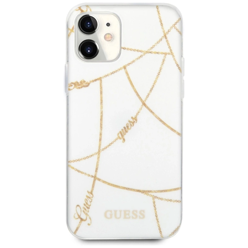 Guess Gold Chain - Etui iPhone 12 Mini (biały)