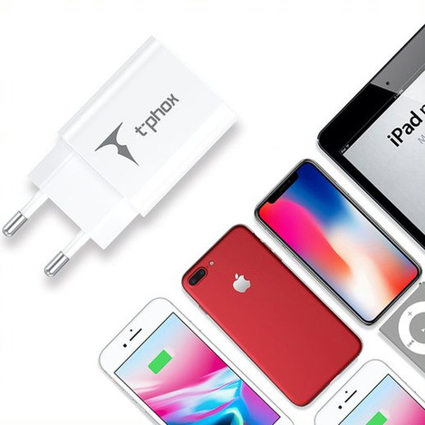 ŁAD SIEC T-PHOX MINI-EU MICRO USB WHITE 1.2M 2.4A