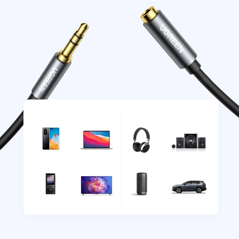 Ugreen przewód kabel przedłużacz AUX 3,5 mm mini jack 3m srebrny (10595)