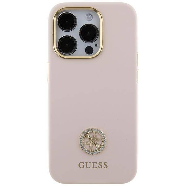 Guess nakładka do iPhone 15 Pro 6,1&quot; GUHCP15LM4DGPP różowa HC SILICONE LOGO STRASS 4G
