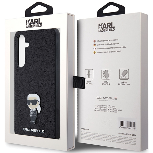 Oryginalne Etui KARL LAGERFELD hardcase Fixed Glitter Choupette Logo Metal Pin KLHCSA35GKNPSK do Samsung Galaxy A35 czarny
