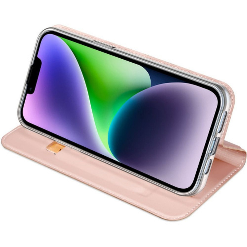 Etui do iPhone 15 Plus pokrowiec z klapką i portfelem Dux Ducis Skin Pro - różowe