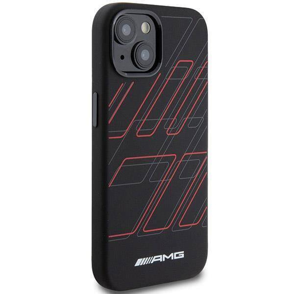 AMG AMHMP15S23SSPK iPhone 15 / 14 / 13 6.1" czarny/black hardcase Silicone Large Rhombuses Pattern MagSafe