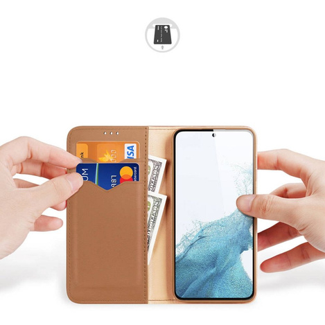 DUX DUCIS Hivo - skórzane etui portfelik do Samsung Galaxy S23 Plus brązowe
