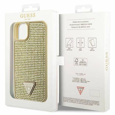 Guess GUHCP14SHDGTPD iPhone 14 6.1" gold/gold hardcase Rhinestone Triangle