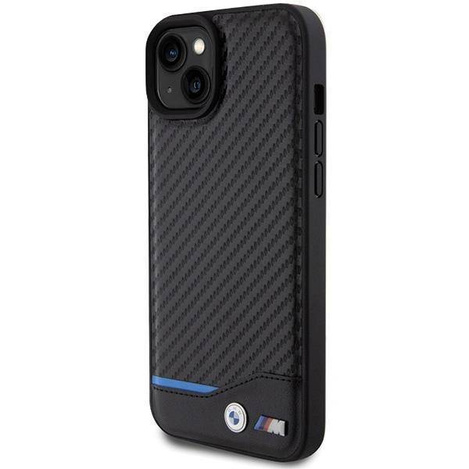 BMW Leder-Carbon-Hülle für iPhone 15 Plus – Schwarz