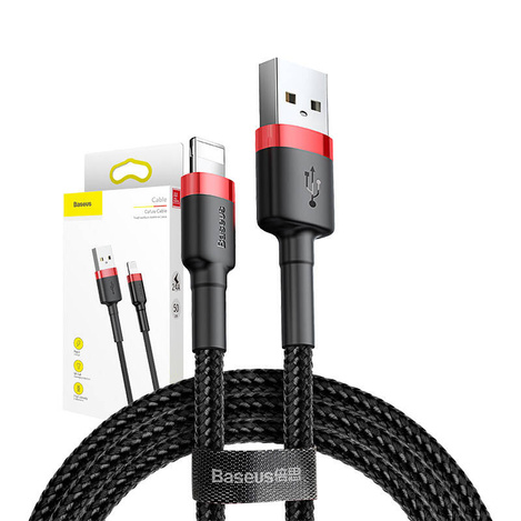Baseus Cafule Cable - Kabel połączeniowy USB do Lightning, 2.4 A, 0.5 m (czerwony/czarny)
