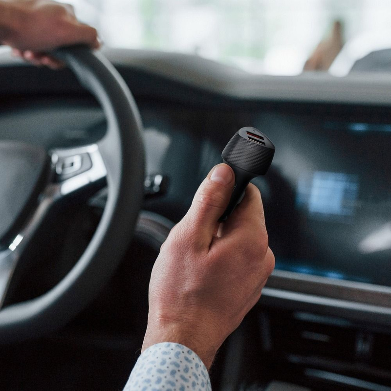 FORCELL CARBON ładowarka samochodowa USB QC 3.0 18W + USB QC 3.0 18W CC50-2A36W czarny (Total 36W)