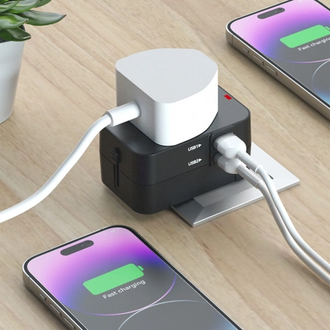Wozinsky WUTWC Reiseadapter universal 24W EU / US / AUS / UK / 2x USB-A - Schwarz