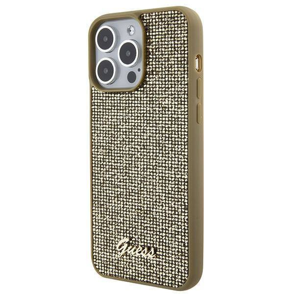 Guess Disco Metal Script case for iPhone 15 Pro Max - gold