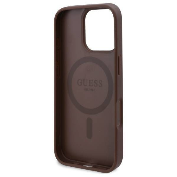 Original Case IPHONE 16 PRO Guess Hardcase 4G Flowers Print MagSafe (GUHMP16LP4ROPEMCW) brown