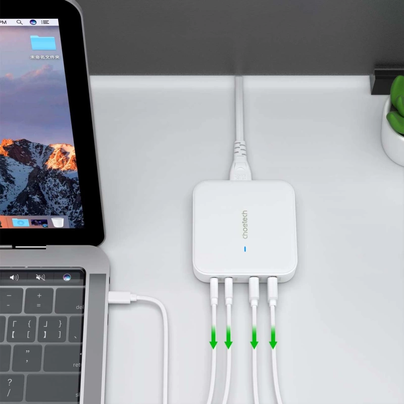Choetech PD8008 100W GaN-Schnellladegerät 2x USB-A / 2x USB-C - Weiß