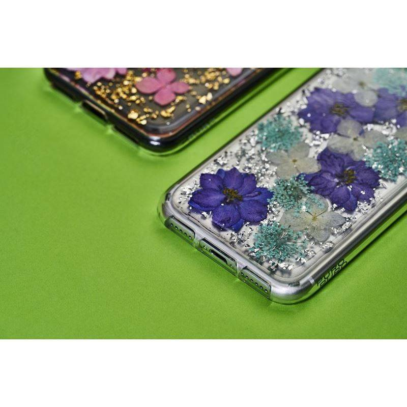 PURO Glam Hippie Chic Cover - Etui iPhone XR (prawdziwe płatki kwiatów zielone)